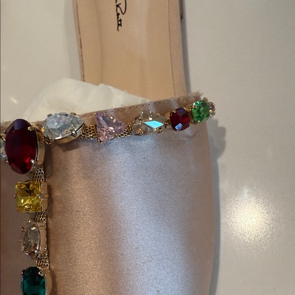 Oscar de la Renta Satin Mules with Jewel Accents - Picture 5 of 16